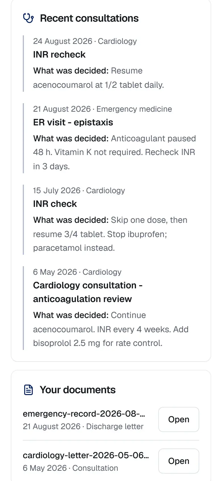 The latest consultations, each with what was decided.
